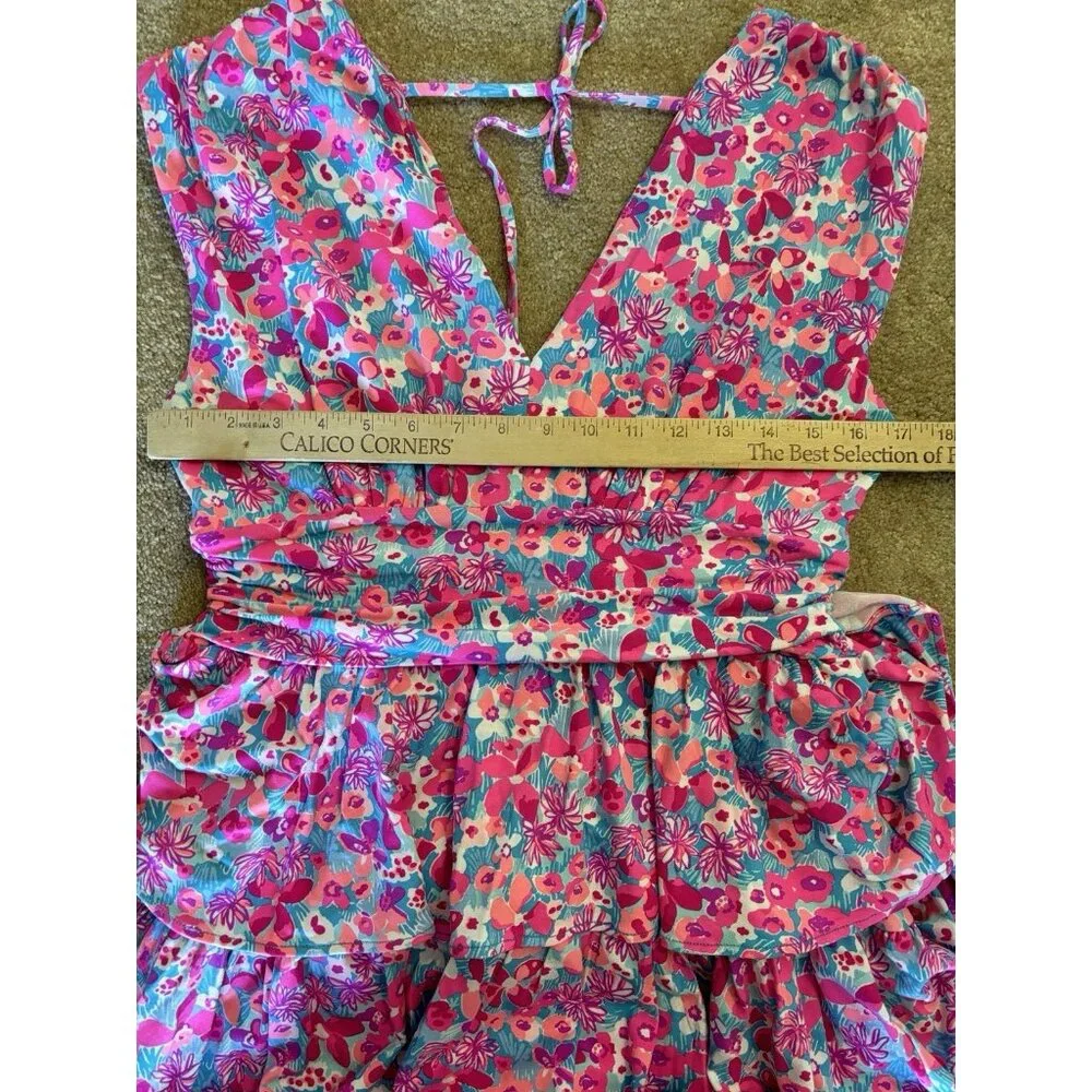 NEW Lilly Pulitzer Faye V-Neck Ruffle Dress Size M Aura Pink Baby Bloomer NWT - Picture 12 of 14